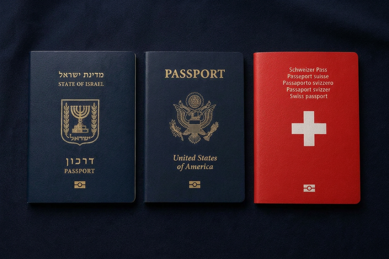 US, Israeli and Swiss passports