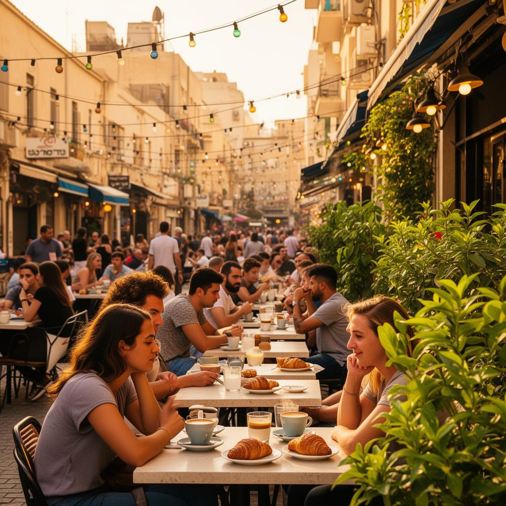Tel Aviv bustling cafe life